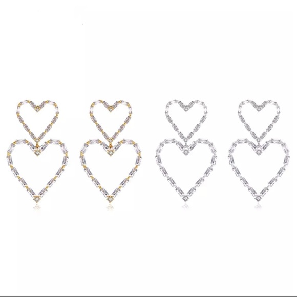 🎁 Austrian Crystal Heart Earrings - Picture 1 of 5